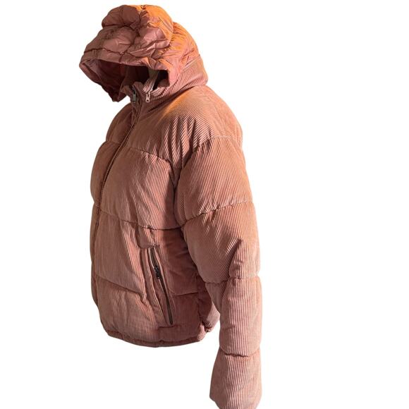 American Eagle Dusty Rose Pink Corduroy Puffer Jacket, Versatile Hood, Small - Picture 12 of 12